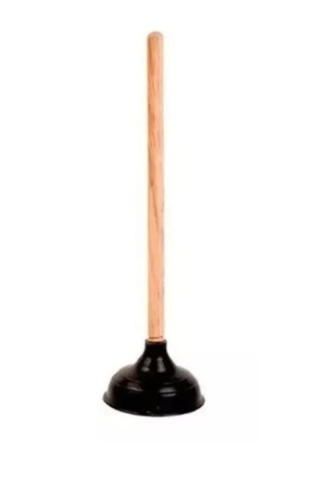 Sopapo Negro Destapa Cañería Con Mango Madera 47 Cm