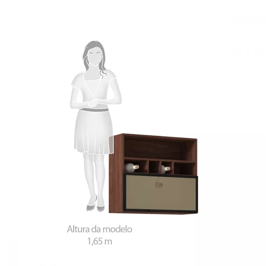 Mueble Gabinete Aéreo 80 Con Puerta Basculante Con Vidrio